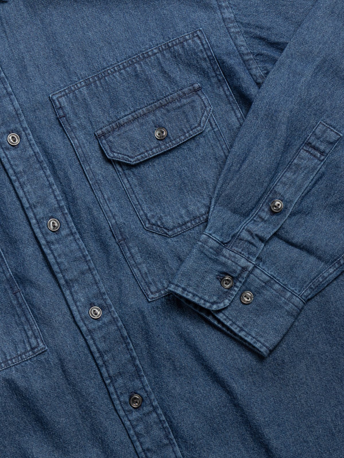 BLEACH DENIM UTILITY SHIRT WASHED INDIGO - Image 3