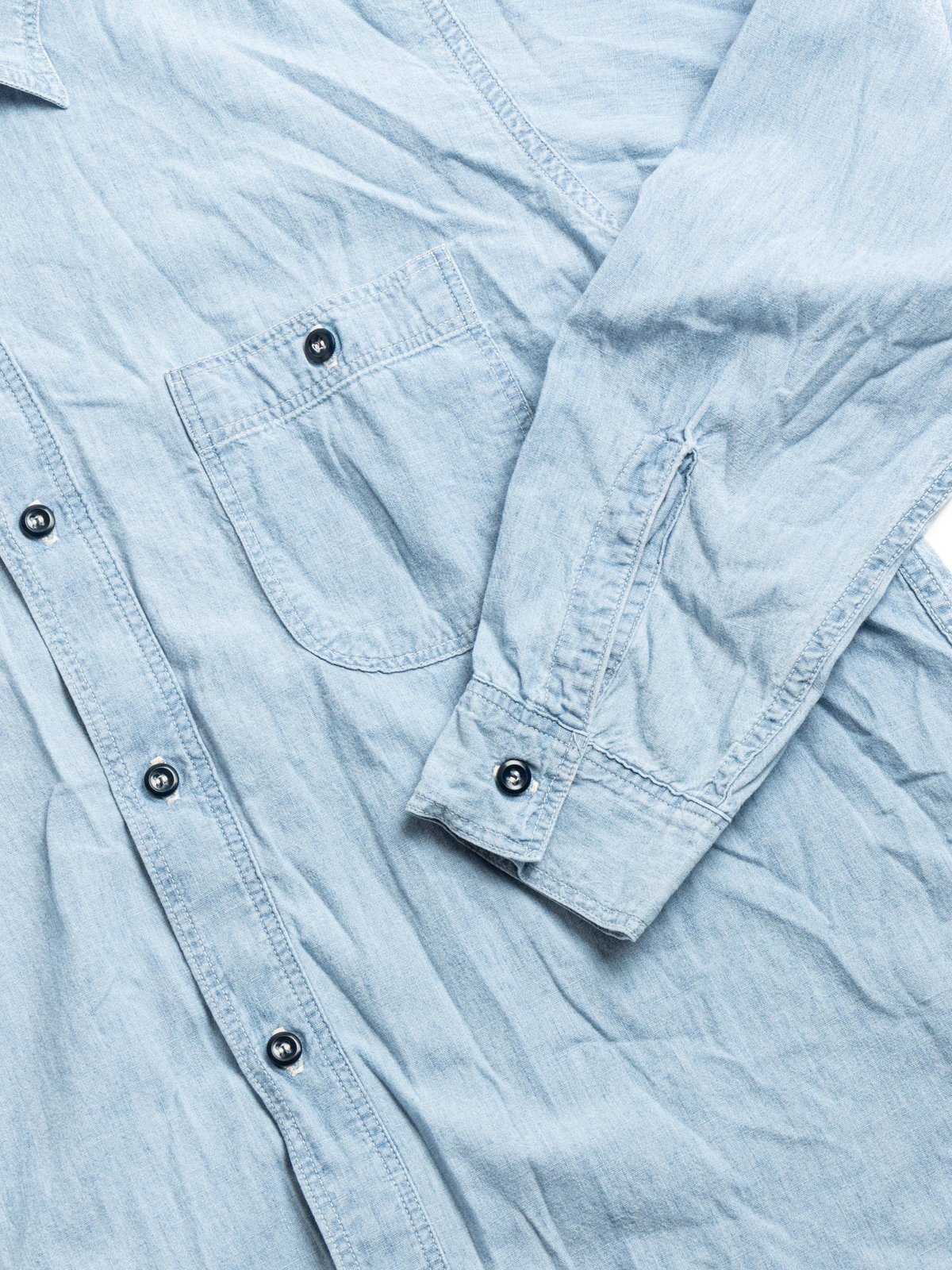 (LOT–V8070) CHAMBRAY VINTAGE WORK SHIRT BLEACH - Image 3
