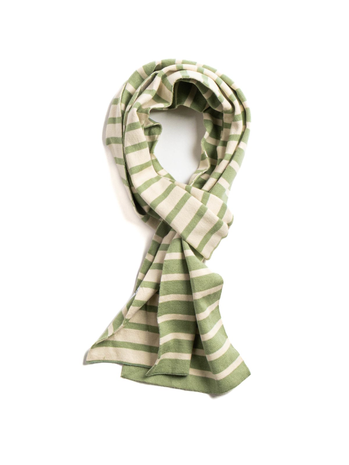 (R4988) ORGANIC COTTON BRETON STRIPE STOLE L.GREEN/ECRU - Image 1