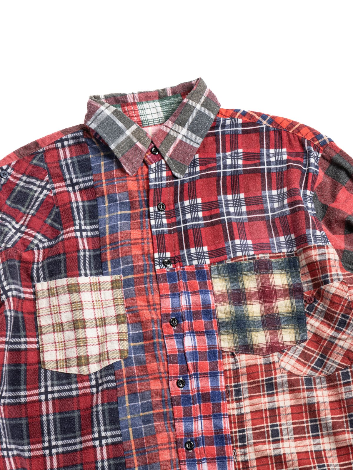 REBUILD BY NEEDLES FLANNEL STRAIGHT HEM SHIRT (D) - Image 2