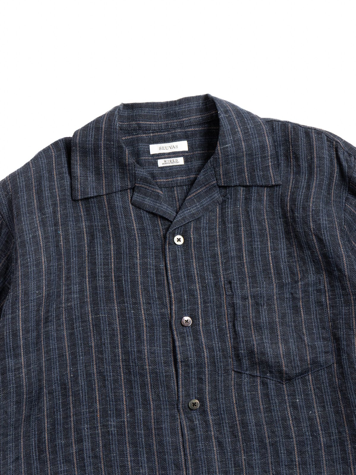 (SV&ndash;SH&ndash;033) LINEN OPEN COLLAR SHIRT NAVY - Image 2