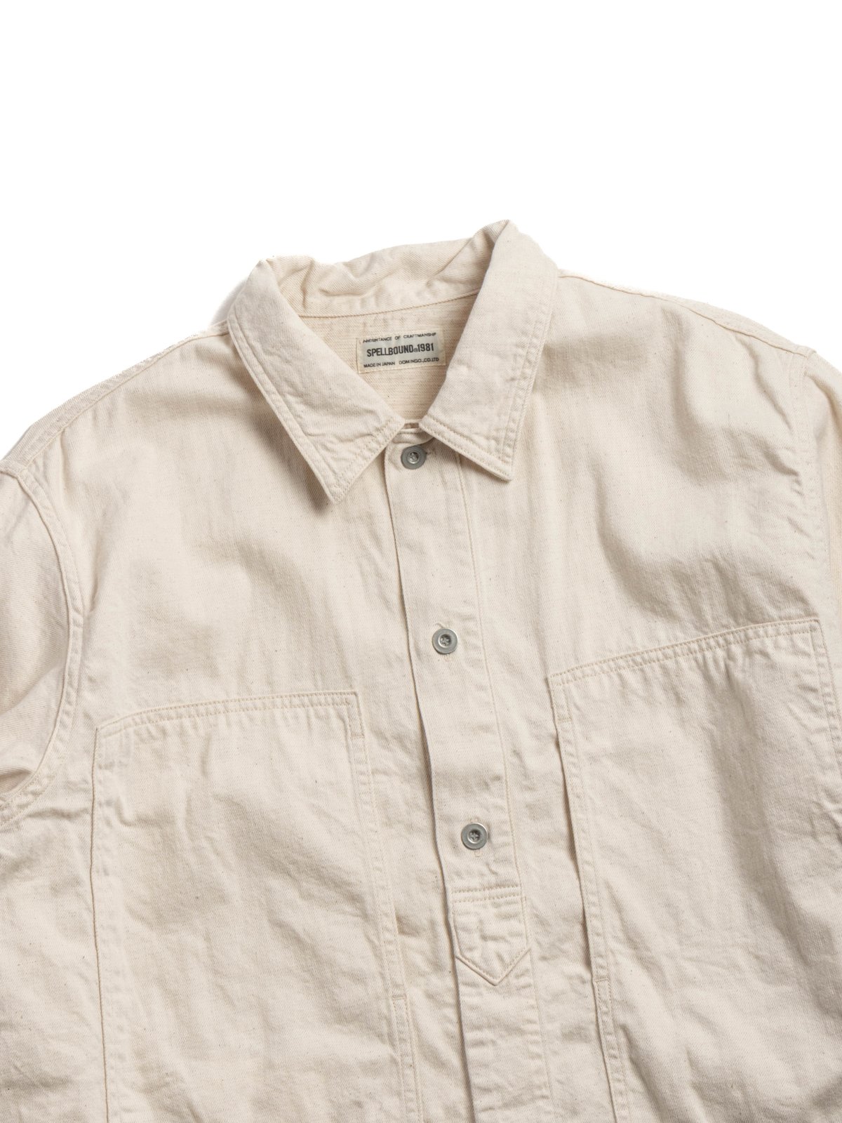 (47&ndash;706E) MILITARY SHIRT JACKET COTTON LINEN DENIM NATURAL - Image 1