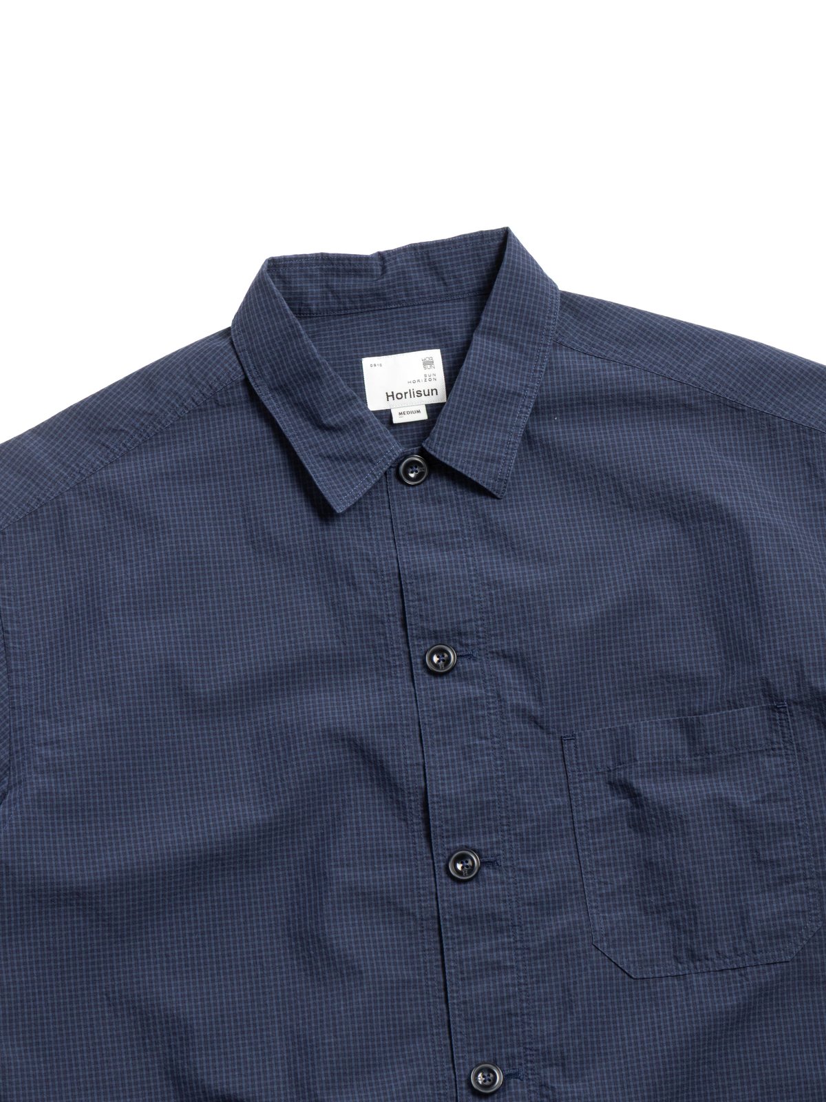 HORLISUN JOSHUA SMALL CHECK S/S SHIRT JACKET NAVY  - Image 1