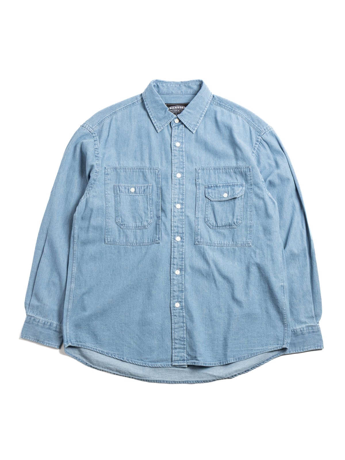 BLEACH DENIM UTILITY SHIRT MID BLUE  - Image 1