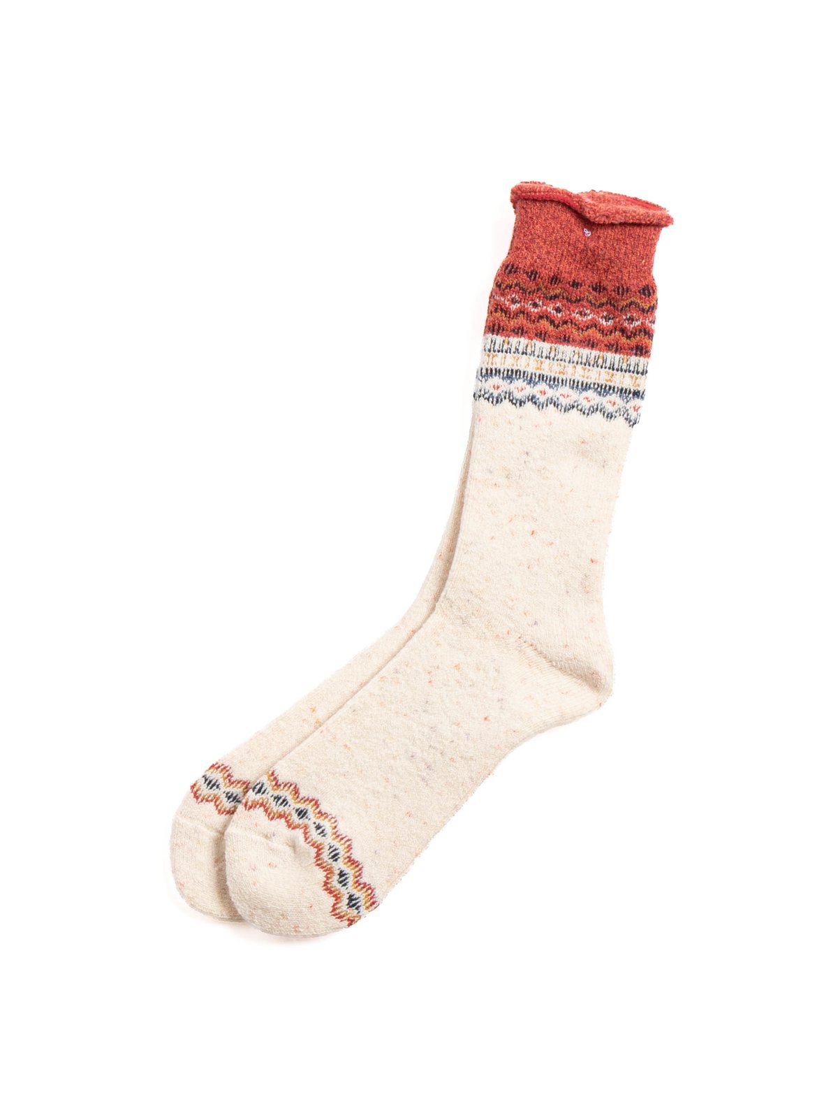 FESTIVE MOSAIC PILE CREW SOCK / RED - Image 2