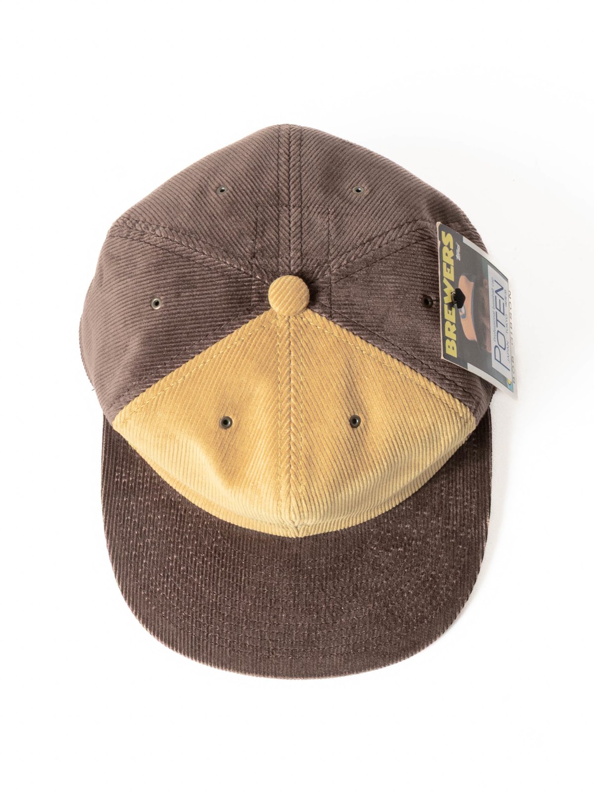 POTEN 80’S BB CAP DYE CORDUROY BROWN / YELLOW - Image 4