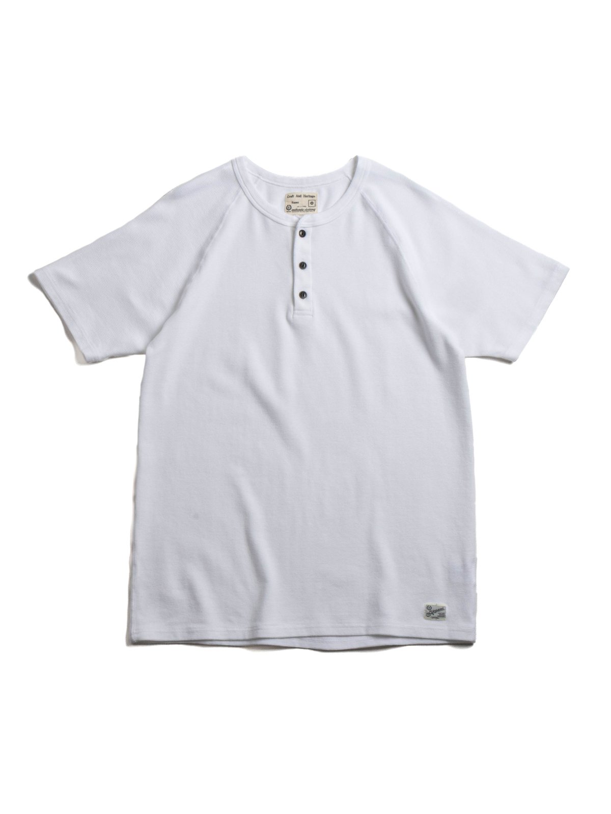 (KP9940MS) RAFFIA SPUN RIB SHORT SLEEVE HENLEY T&ndash;SHIRT WHITE - Image 1