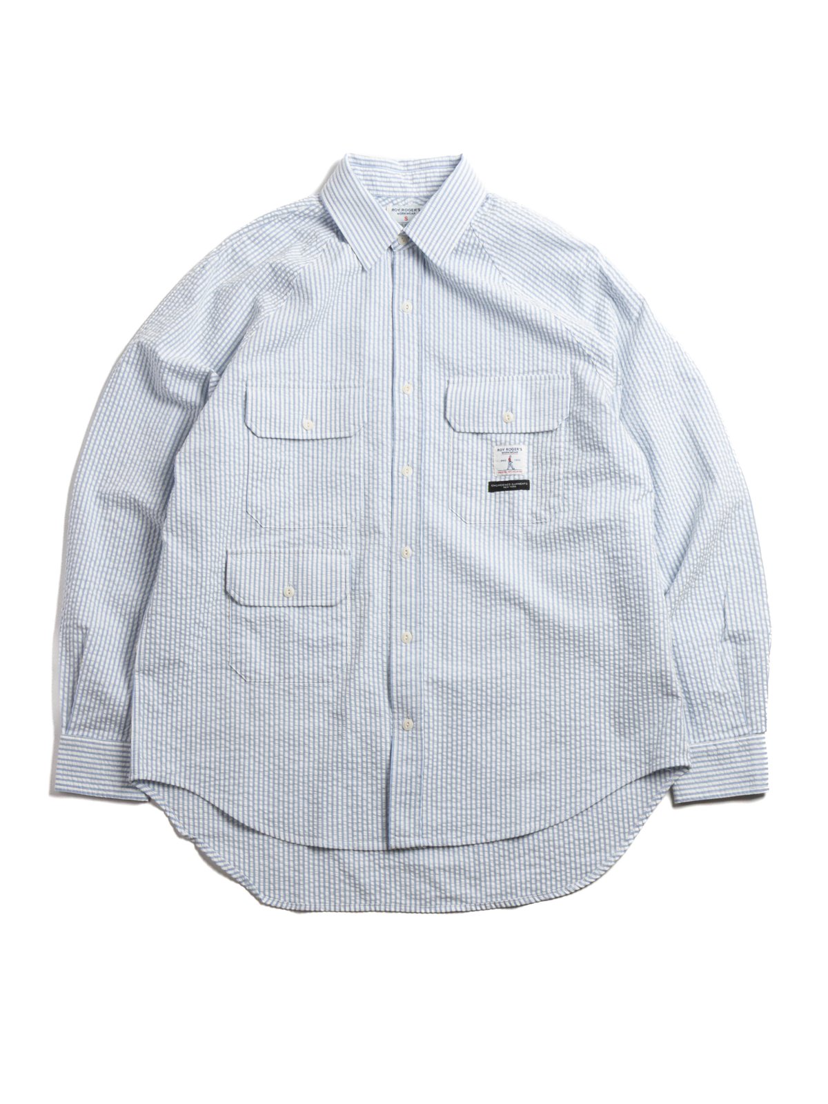 RAGLAN SHIRT SEERSUCKER WASHED OFF WHITE/SKY - Image 1