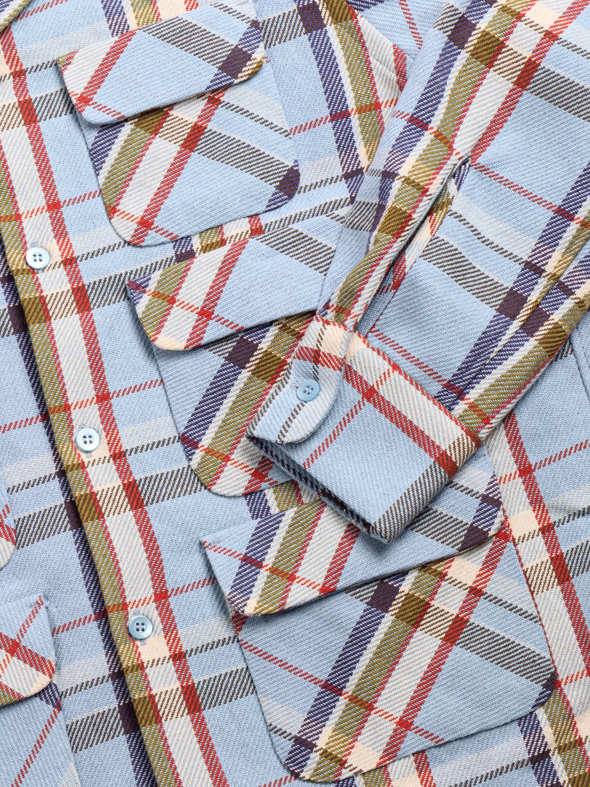 6 POCKET CLASSIC PLAID COTTON PLAID TWILL LIGHT BLUE - Image 3