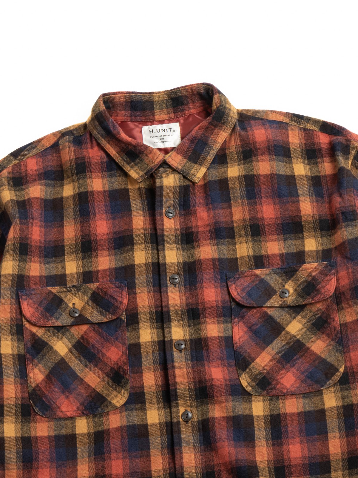 H.UNIT FLANNEL WORK SHIRT RED CHECK  - Image 2