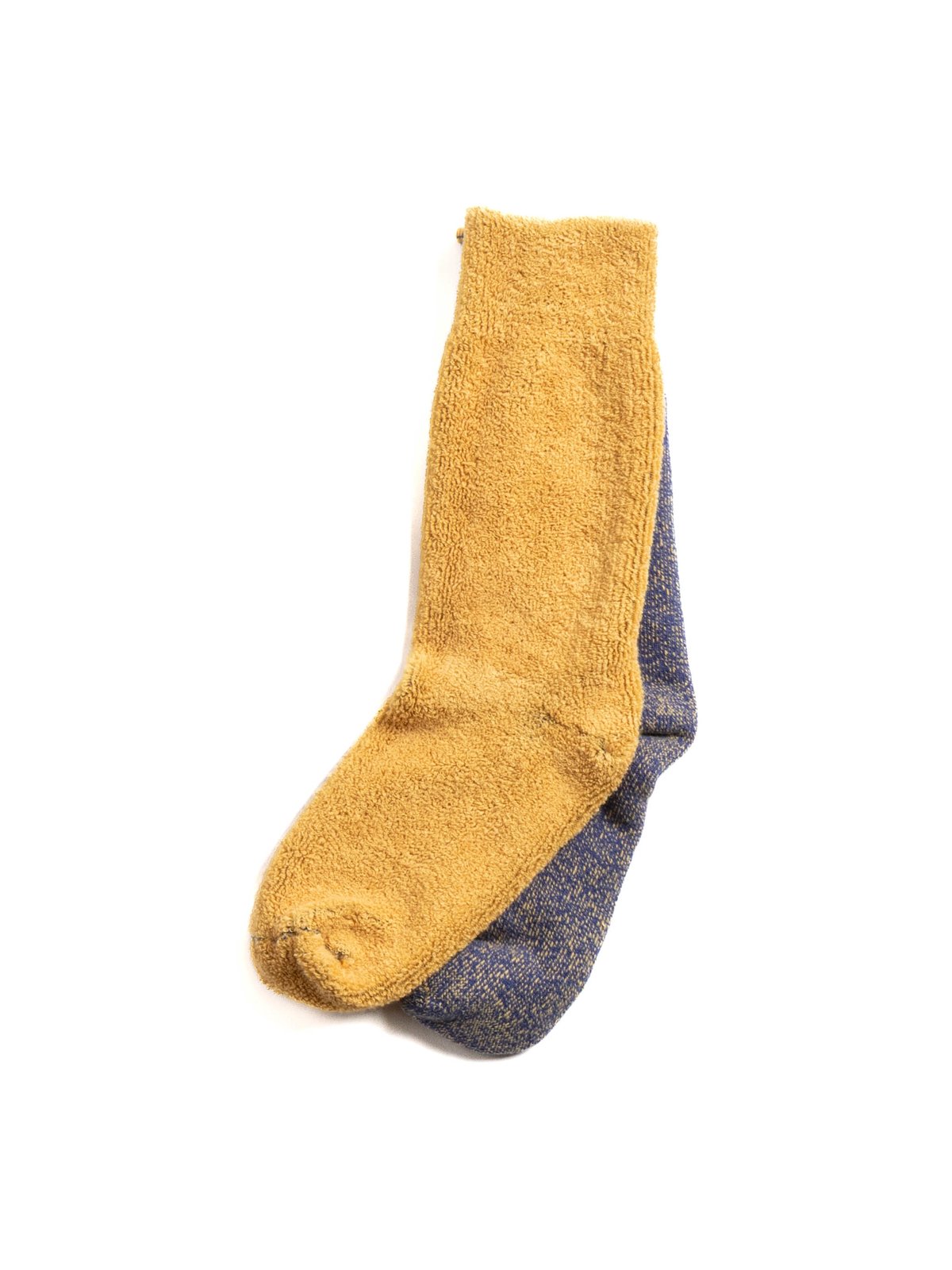 (R1612) REVERSIBLE PILE SOCKS BLUE / L.YELLOW - Image 3