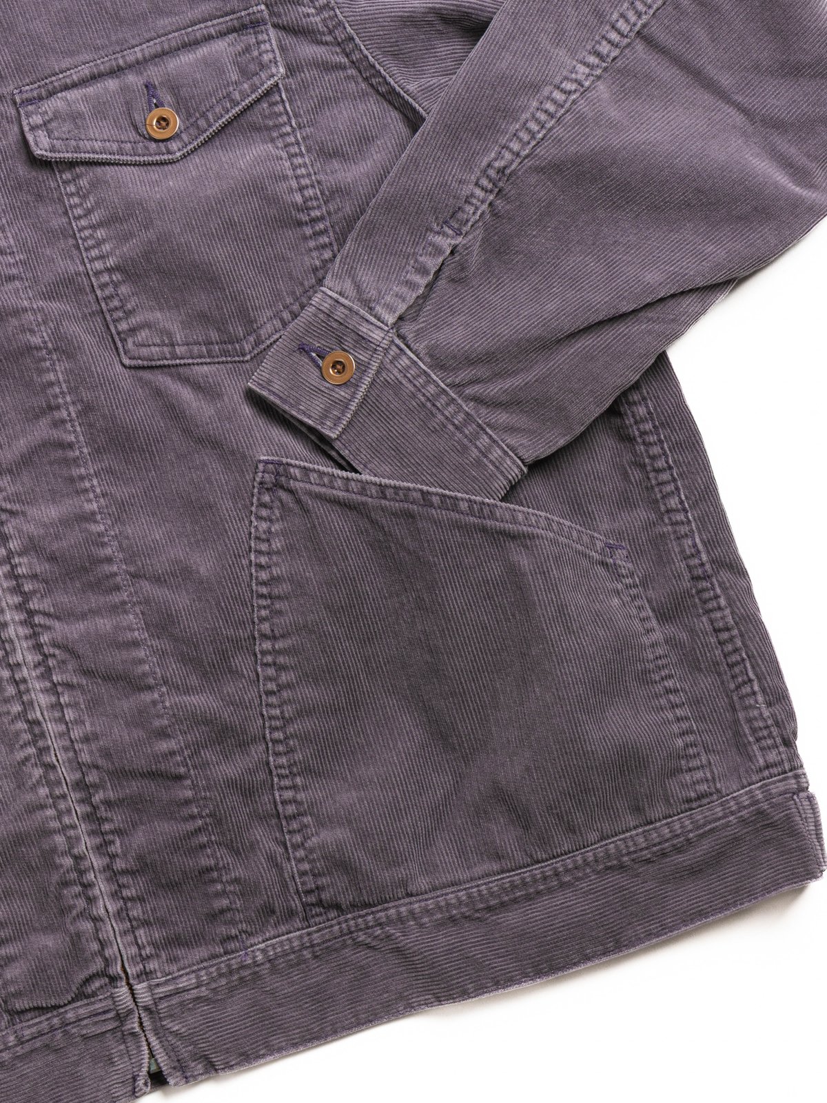 H.UNIT CORDUROY ZIP WORK JACKET (UW) GRAY - Image 3
