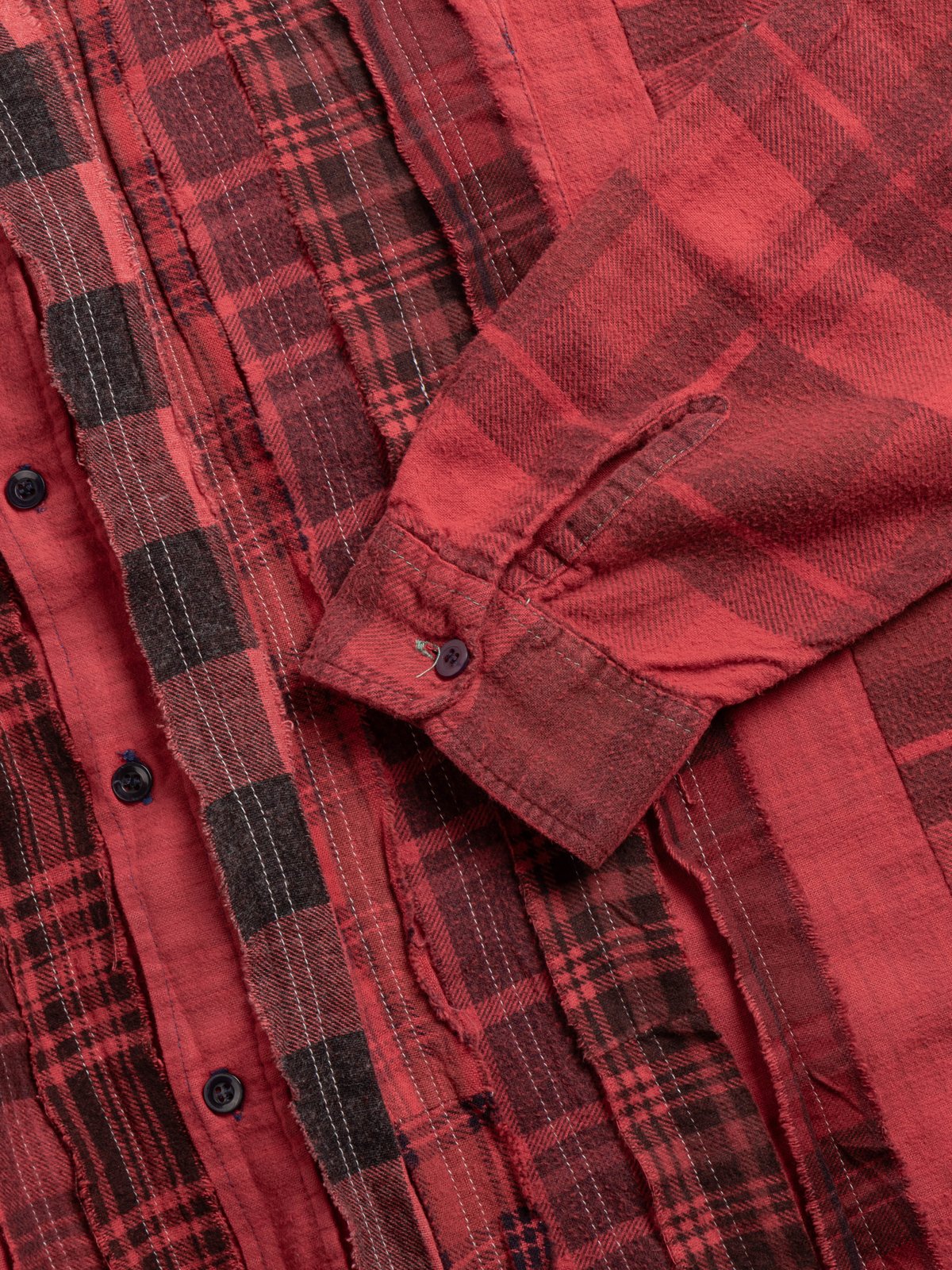 REBUILD BY NEEDLES FLANNEL SHIRT RIBBON SHIRT WIDE RED - Image 3