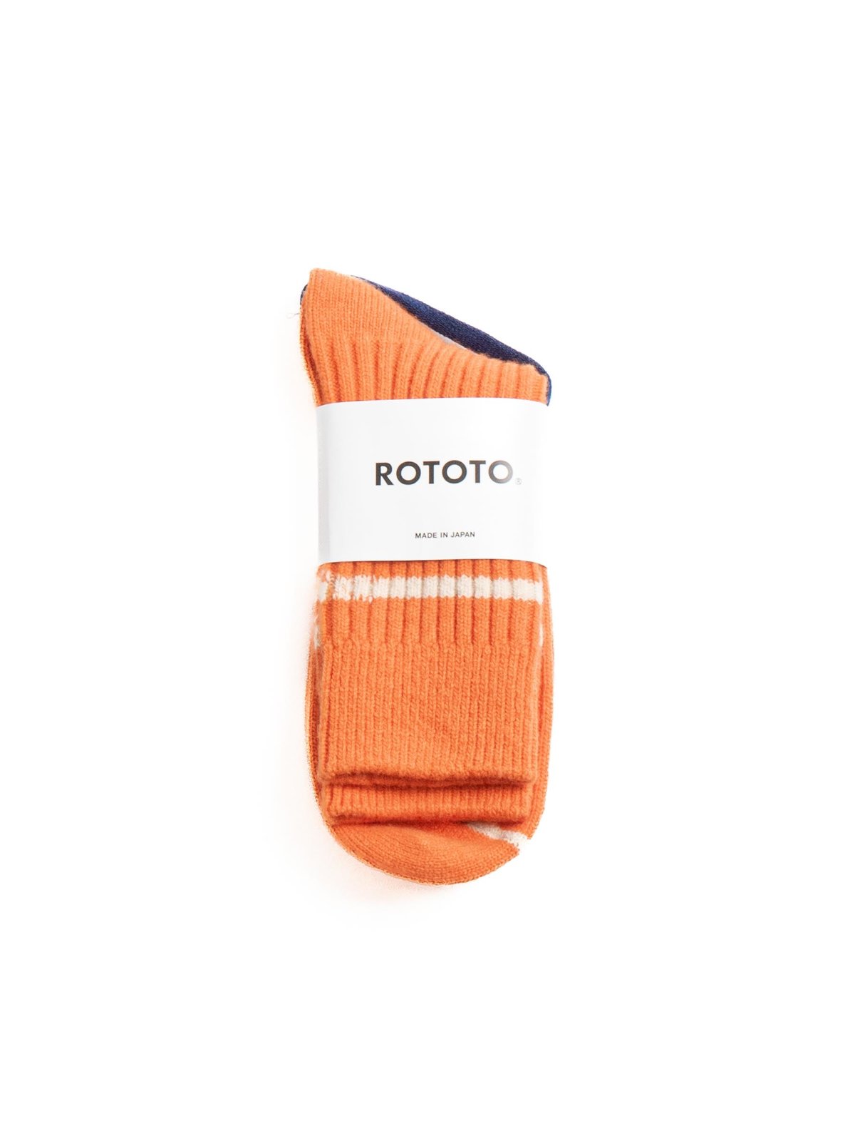 MERINO LAMBS WOOL STRIPE SOCKS ORANGE - Image 1