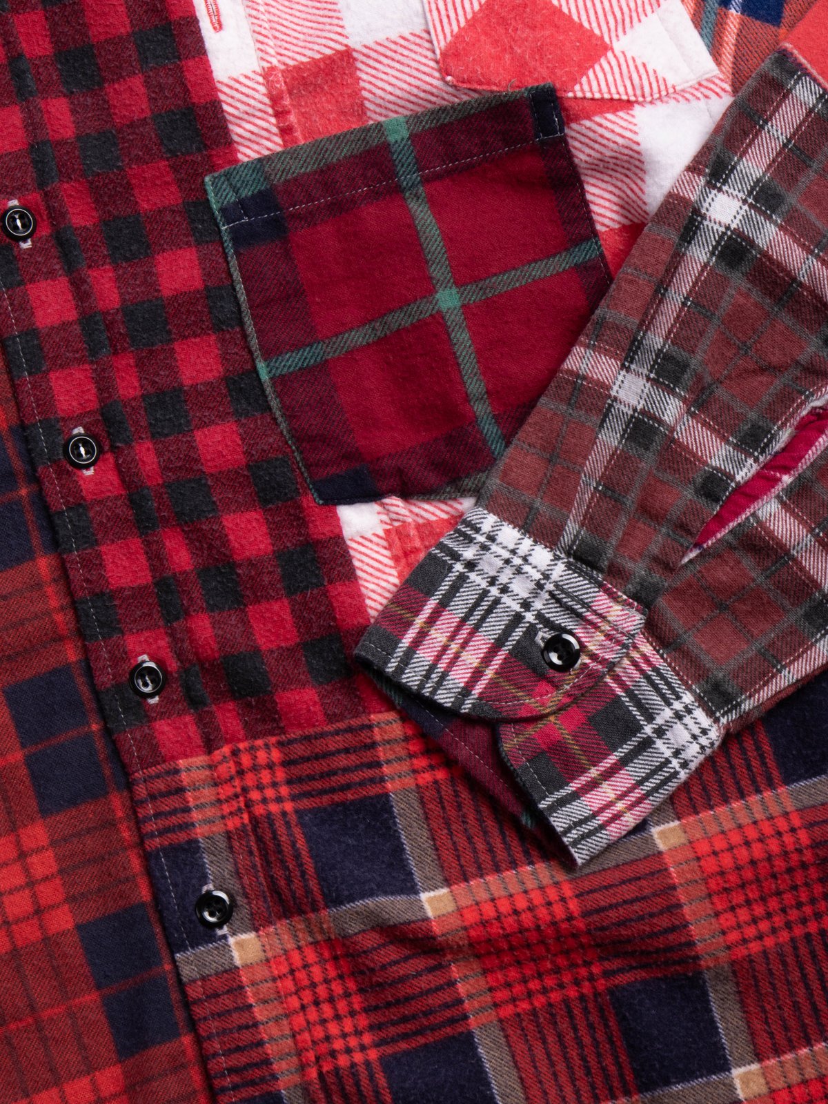 REBUILD BY NEEDLES FLANNEL STRAIGHT HEM SHIRT (B) - Image 4
