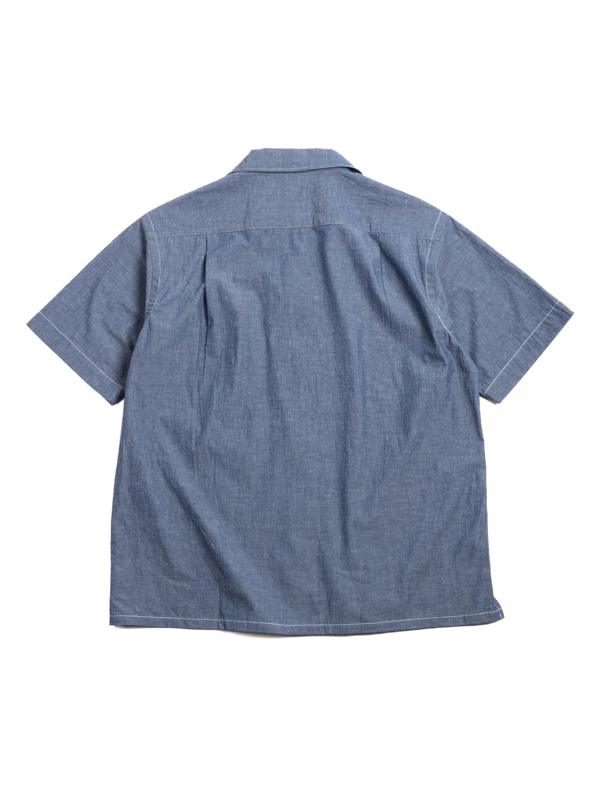 (VTD&ndash;0383&ndash;SH) OPEN COLLAR SS COTTON LINEN HARD TWIST WEATHER CLOTH BLUE - Image 4