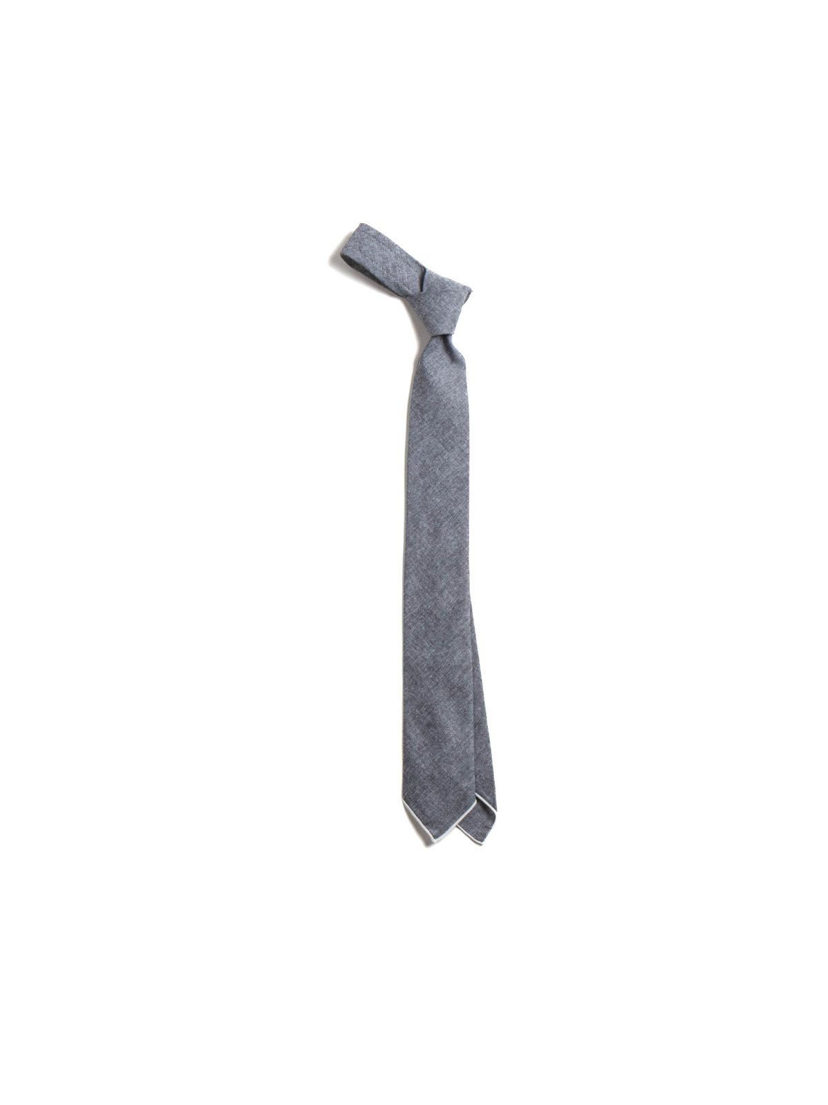 NARROW TIE GREY COTTON CHAMBRAY  - Image 1