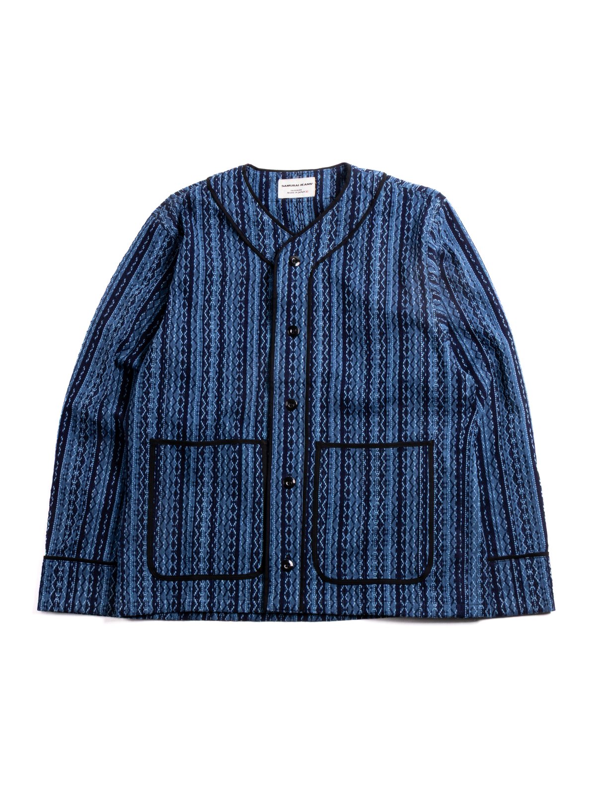 (SJCJK25&ndash;LNR) BASEBALL SHIRT INDIGO STRIPE - Image 1