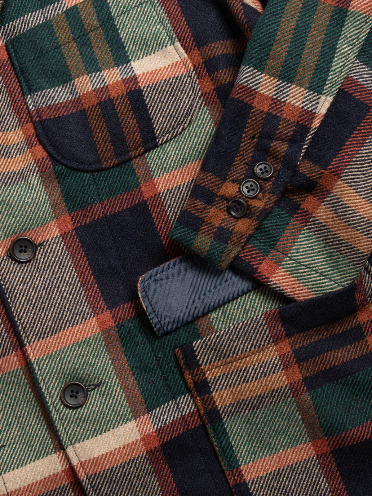 LOITER JACKET NAVY/BROWN HEAVY WOOL PLAID - Image 3