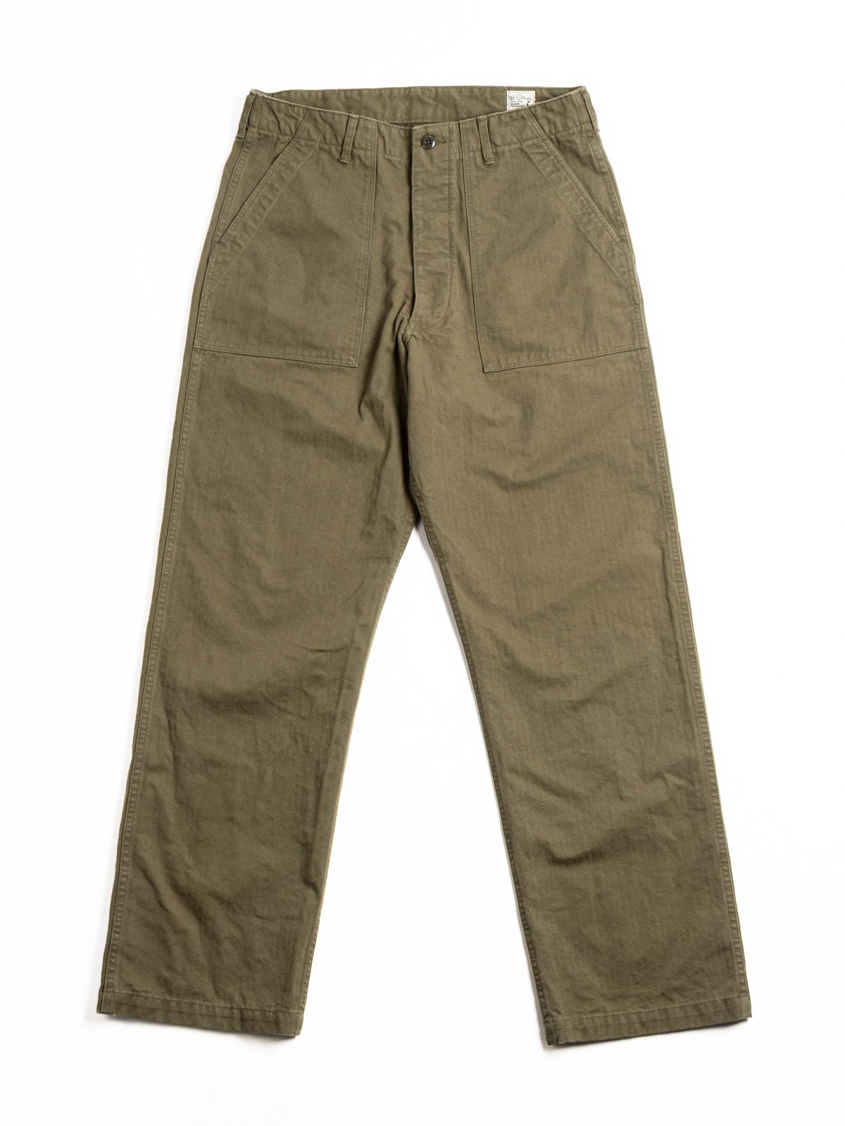 (V5002) HERRINGBONE VINTAGE FIT FATIGUE PANTS ARMY GREEN - Image 1