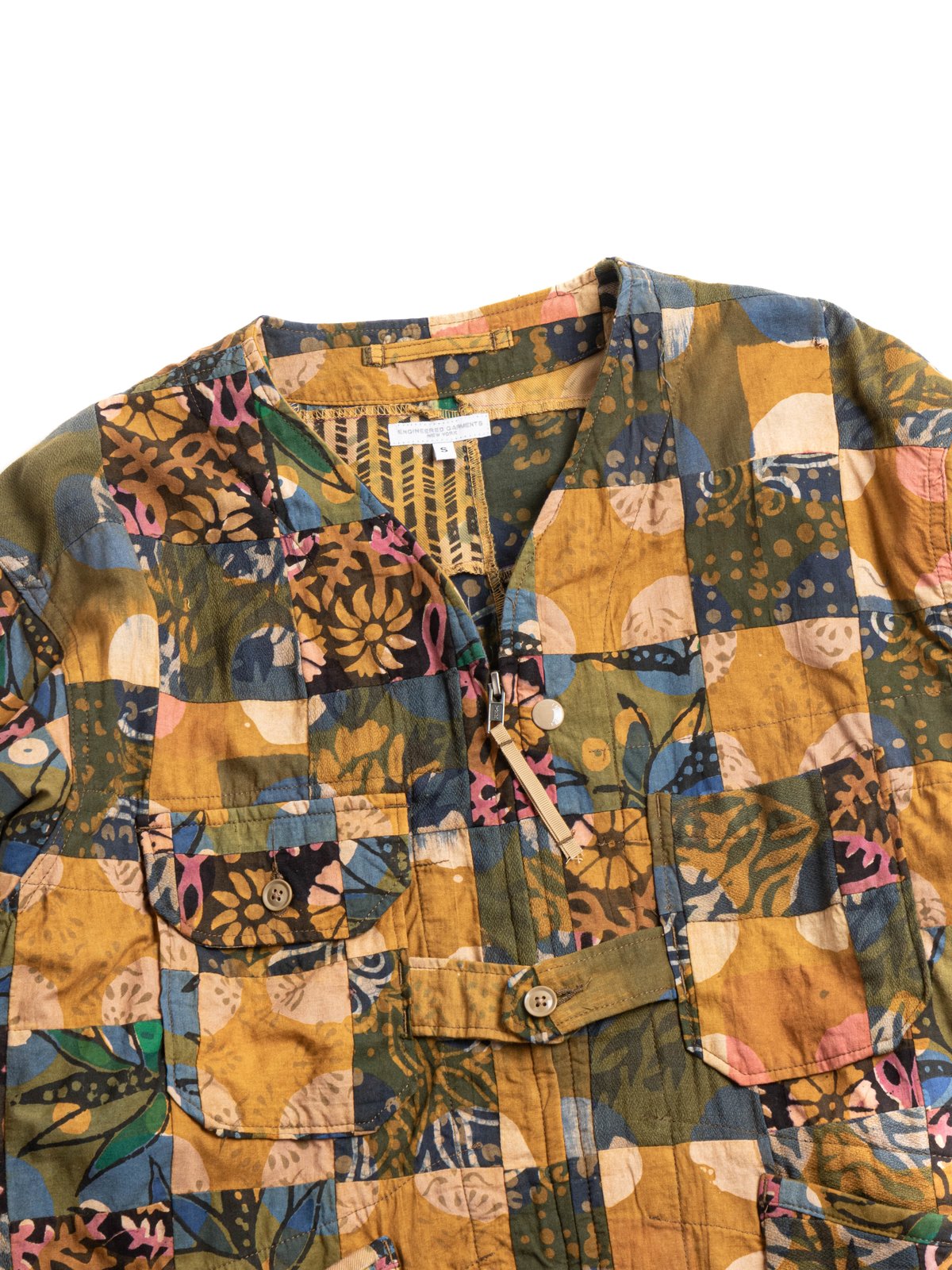 CARDIGAN JACKET OLIVE COTTON MULTI PATCHWORK - Image 2