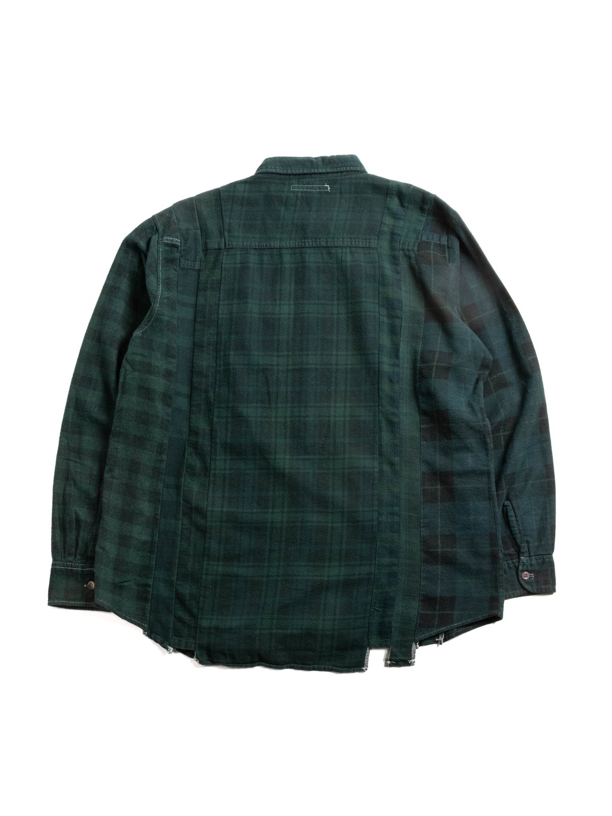 REBUILD BY NEEDLES FLANNEL  7 CUTS SHIRT OVER DYE DK. GREEN - Image 4