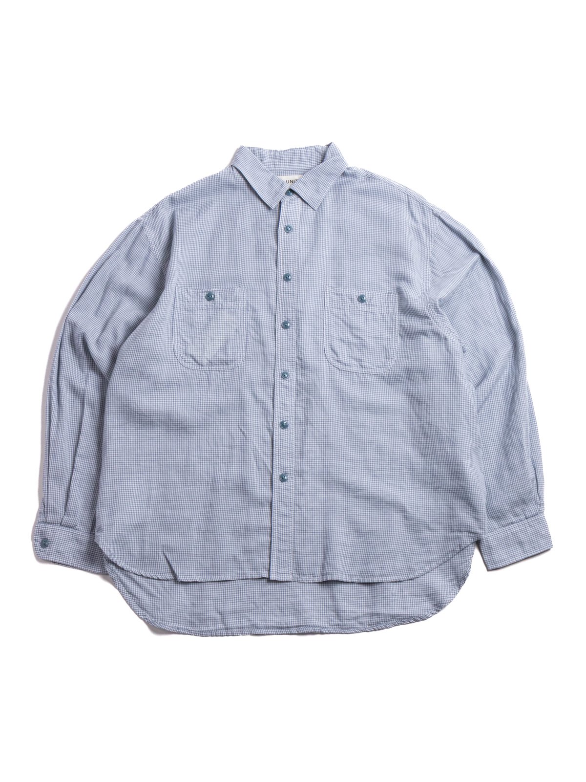 (H&ndash;SH065) DOUBLE CLOTH SMALL CHECK WORK SHIRT WHITE - Image 1
