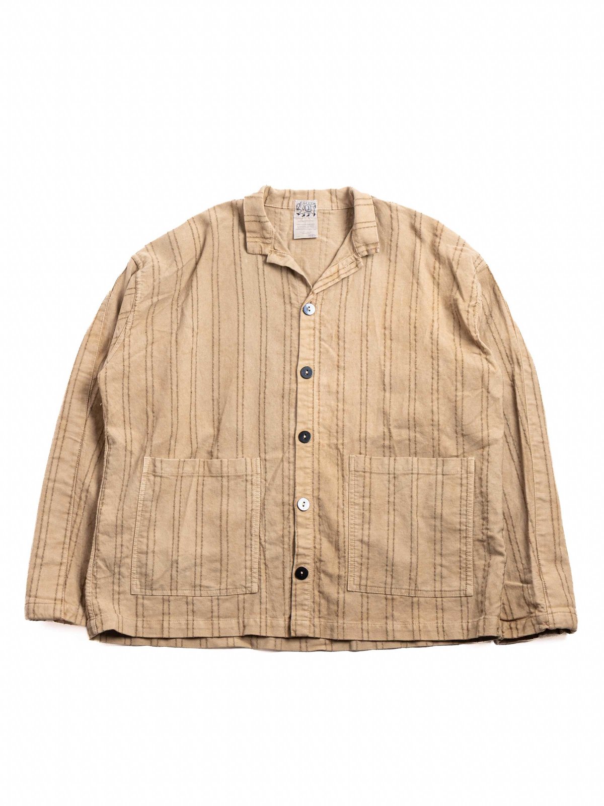 485 ISOSCELES SHIRT WOOL STRIPE COTTON TATTERSALL DRAB WELD - Image 1