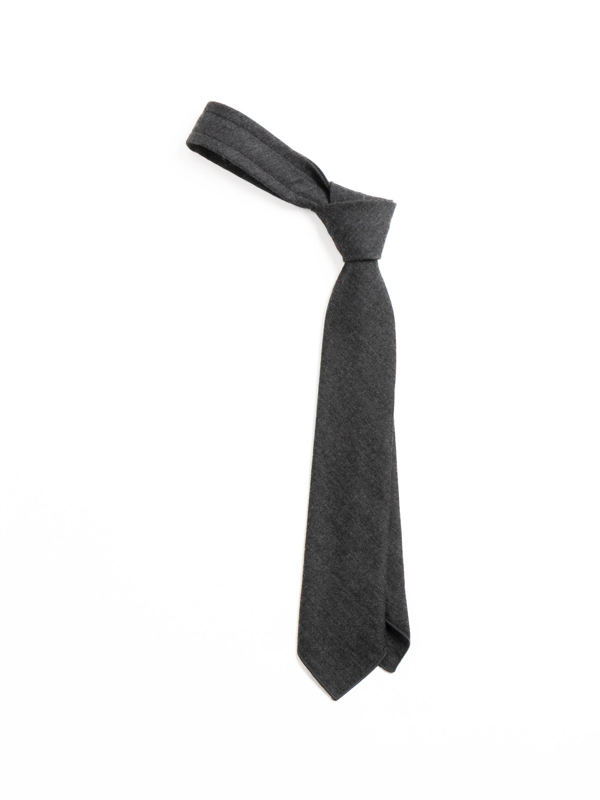 NECK TIE CHARCOAL HIGH COUNT WORSTED WOOL - Image 1
