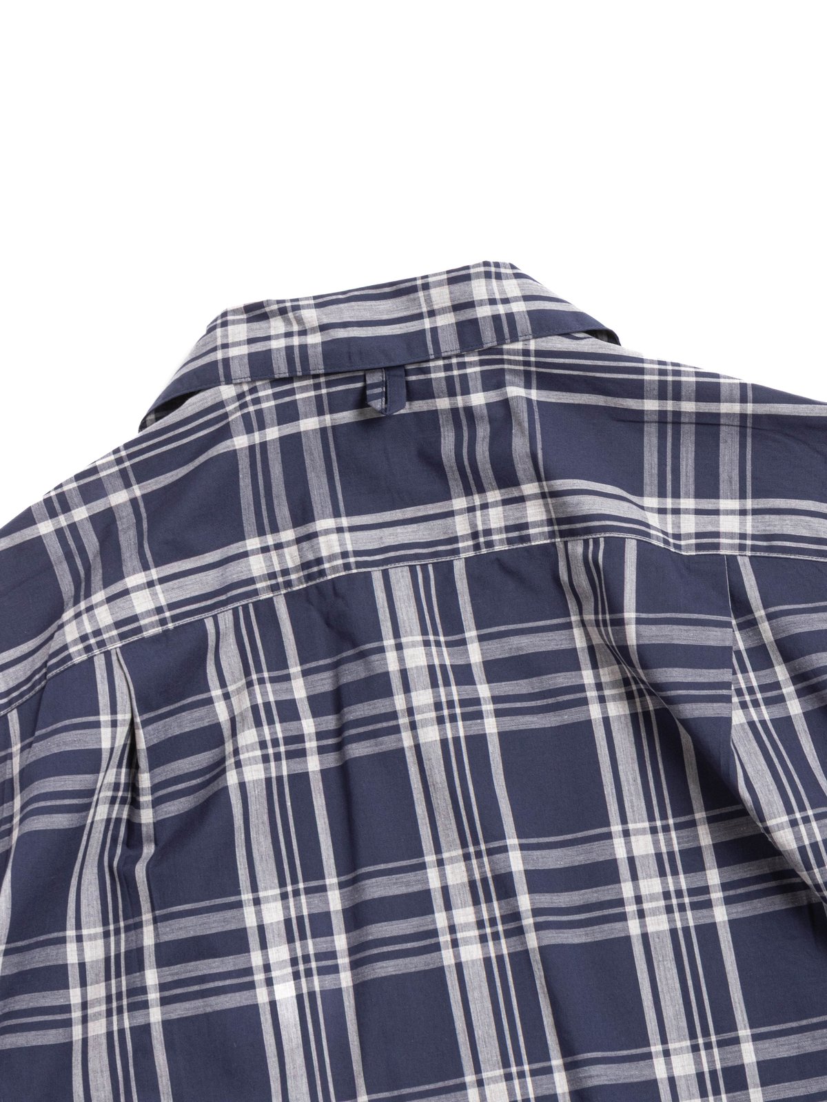 (VTD&ndash;0398&ndash;SH) ITALIAN OPEN COLLAR SS CHECK BROADCLOTH NAVY - Image 4