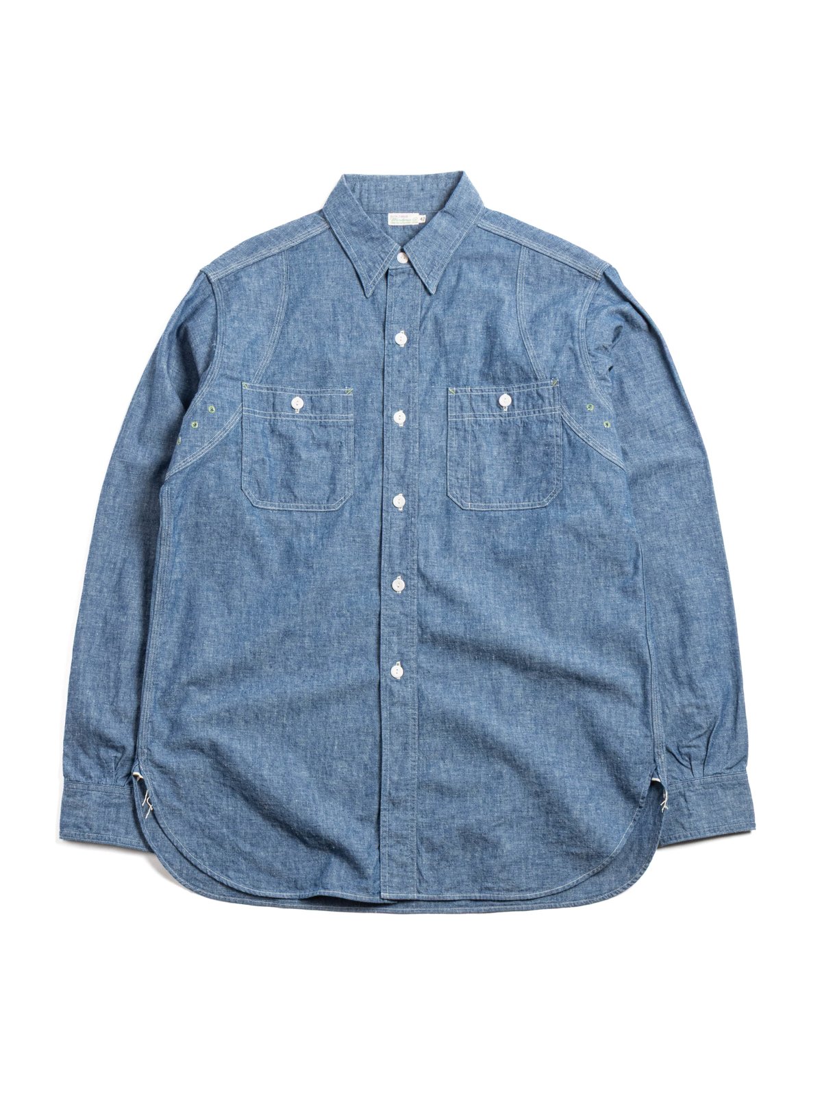 (LOT 3064 / DUCK DIGGER) VENTILATION TRIPLE STITCH CHAMBRAY SHIRTS SAX - Image 1