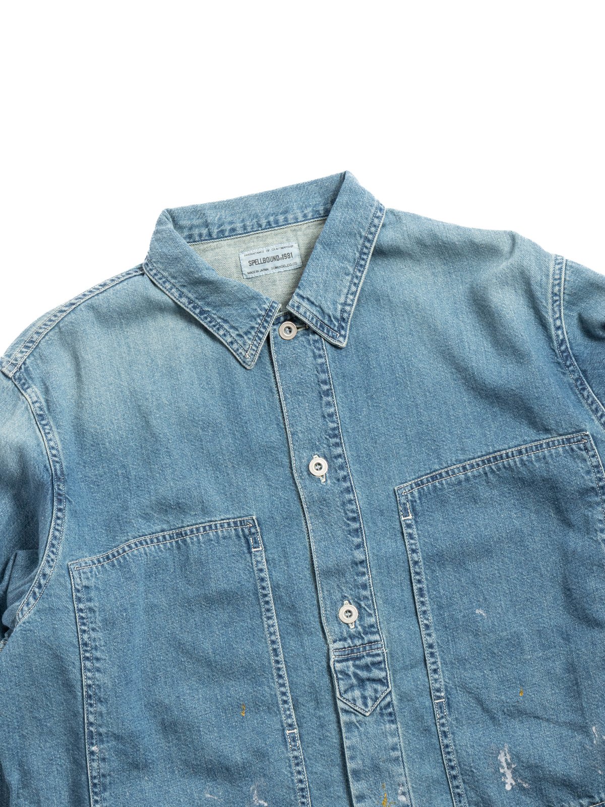 (47&ndash;706E) MILITARY SHIRT JACKET COTTON LINEN DENIM USED - Image 1