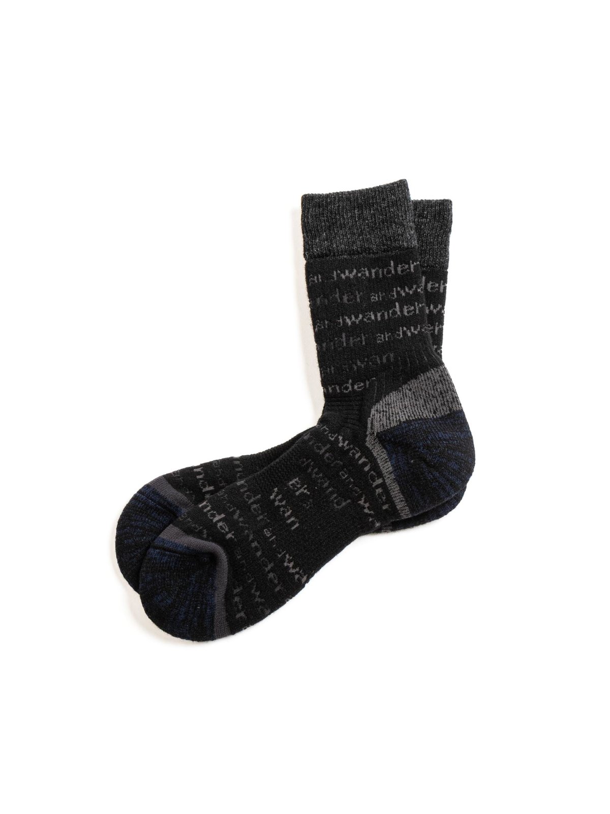 AND WANDER WOOL SOCK BLACK - Image 1