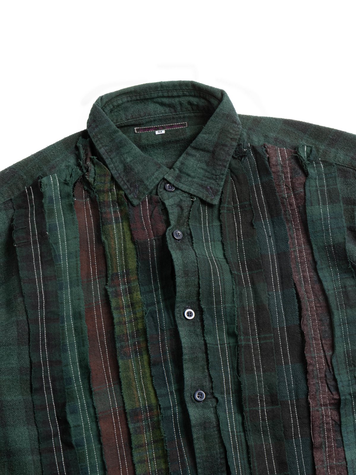 REBUILD BY NEEDLES FLANNEL SHIRT RIBBON SHIRT OVERDYE GREEN - Image 2