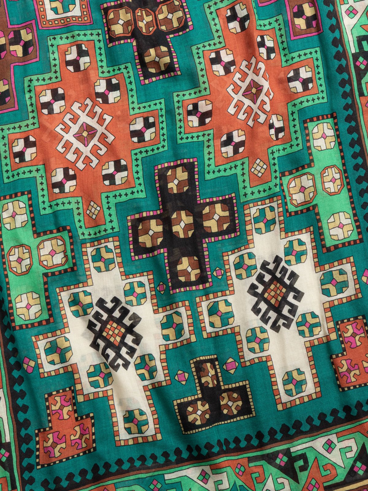 KELIM PRINTED SCARF TEAL - Image 4