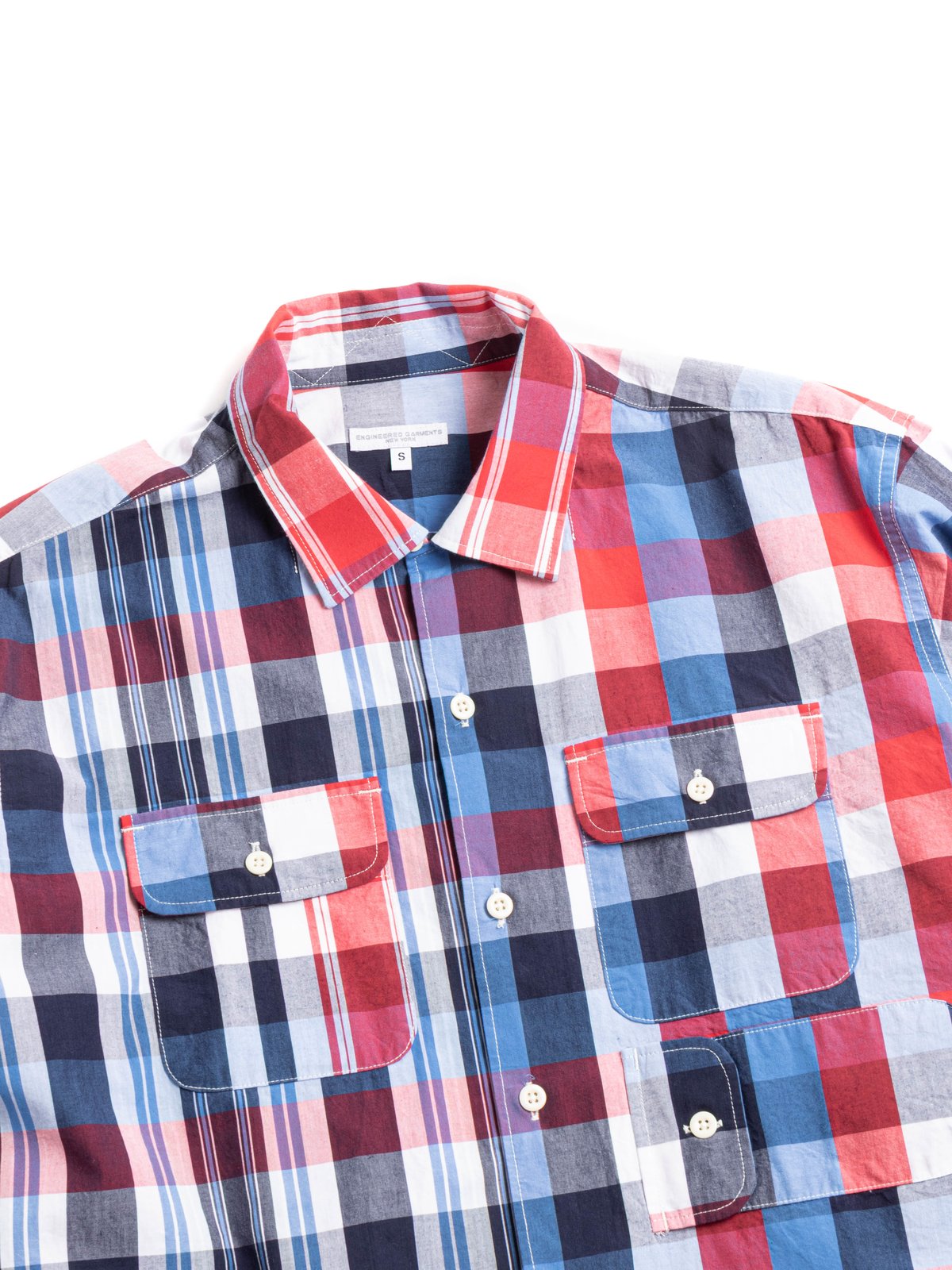 BOWLING SHIRT BLUE/RED MIX PATTERN BLOCK CHECK - Image 2