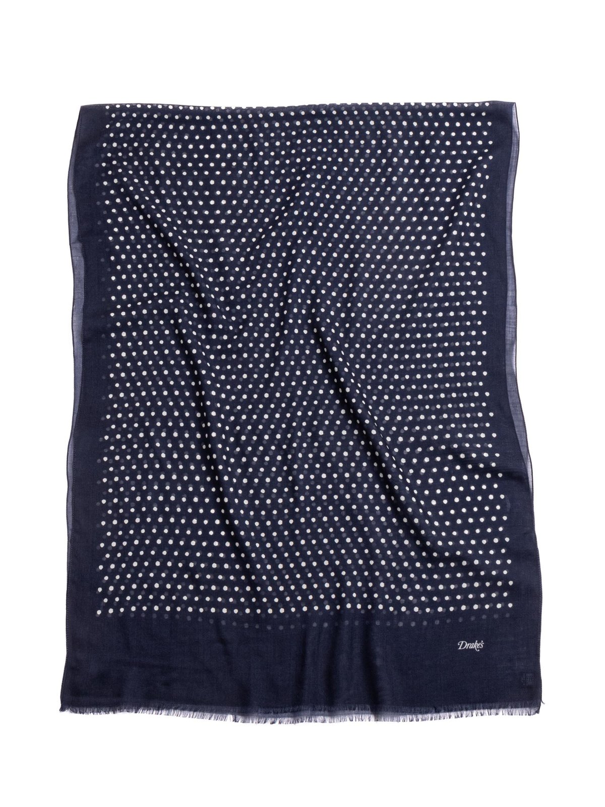 NAVY POLKA DOT WOOL SCARF - Image 2