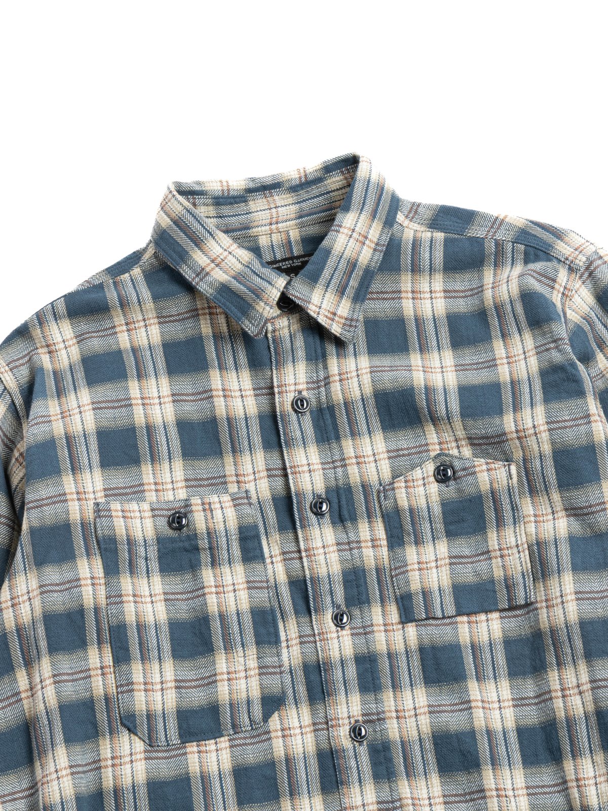 WORK SHIRT NAVY COTTON PLAID JACQUARD - Image 2