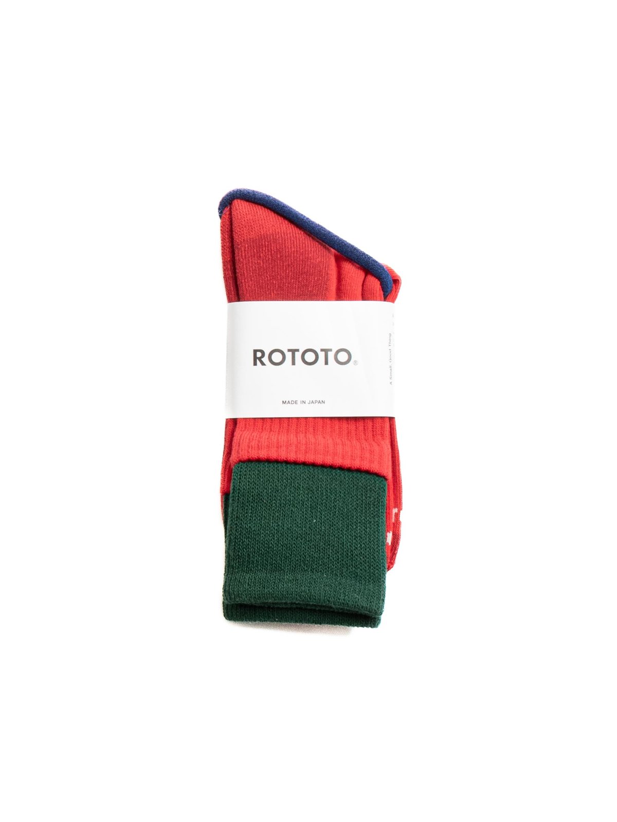 ORGANIC COTTON DOUBLE LAYER CREW SOCK GREEN/RED - Image 1