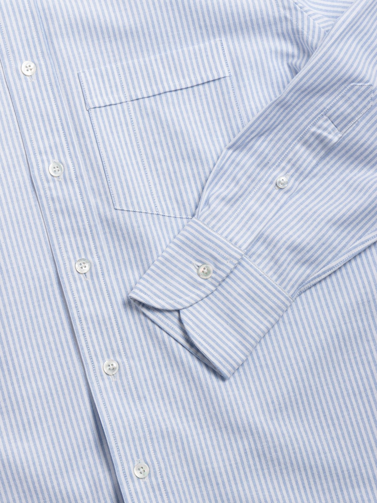 TICKING STRIPE BUTTON DOWN OXFORD SHIRT LIGHT BLUE - Image 3