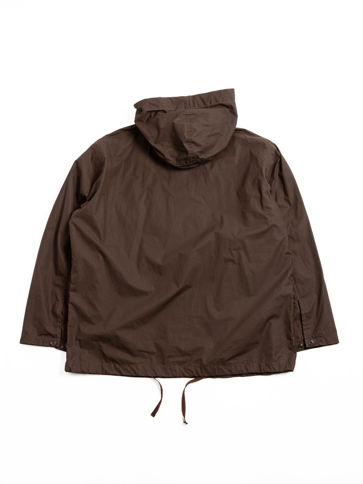 ZIP HOODED SHIRT /  Dk.BROWN COTTON LT.WEIGHT COATED CLOTH - Image 5