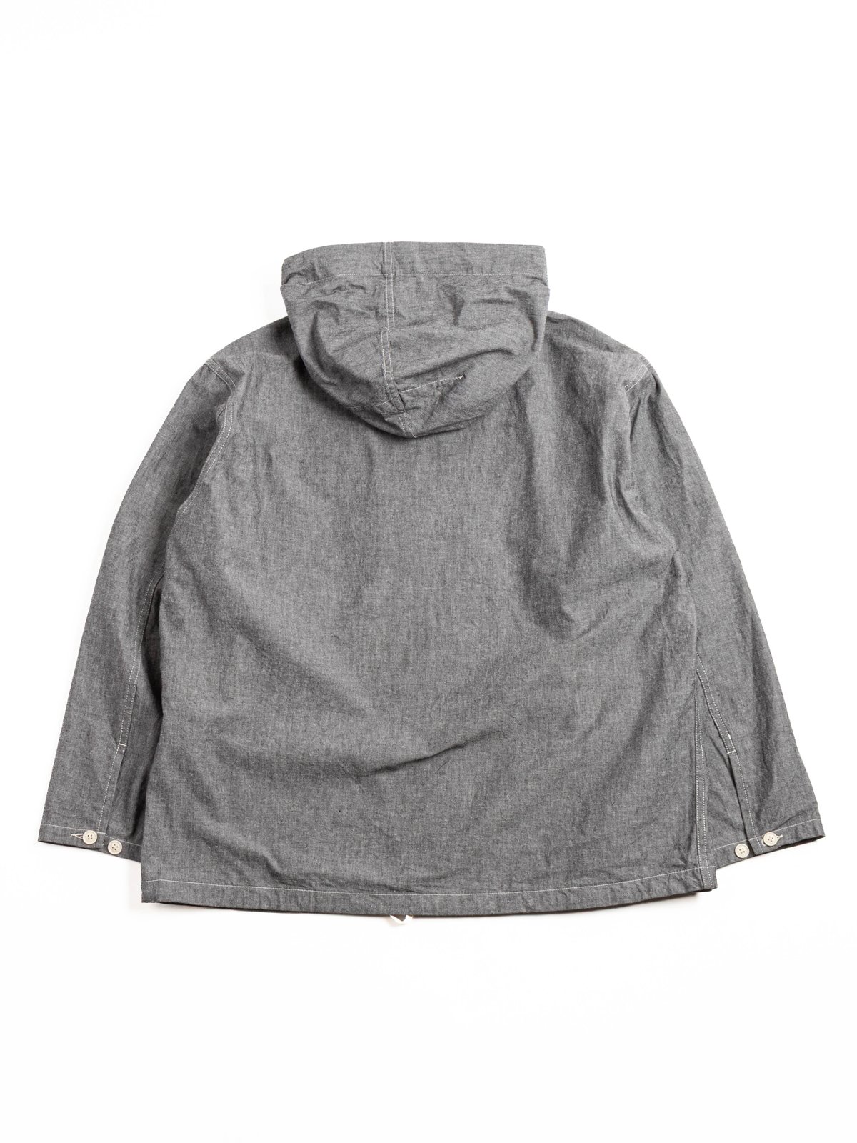 ZIP HOODED SHIRT / GREY COTTON CHAMBRAY - Image 5