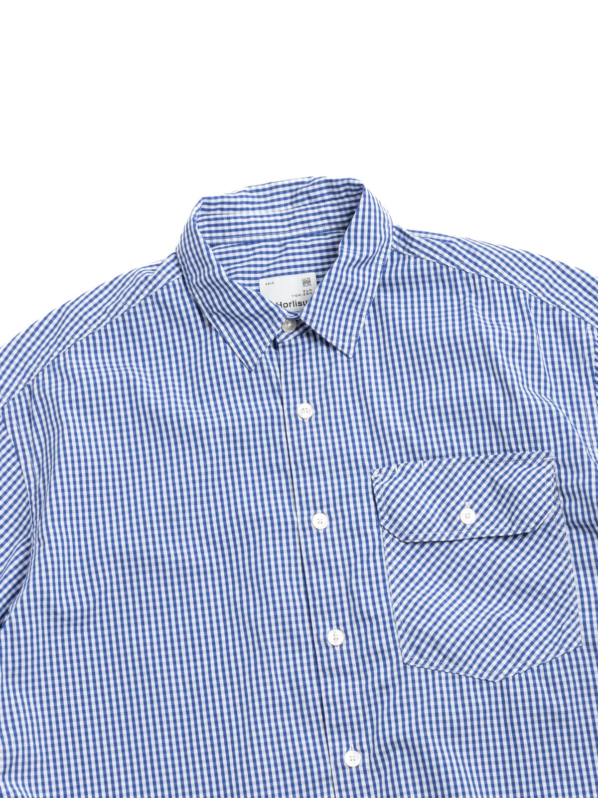 HORLISUN OPHIR GINGHAM CHECK S/S SHIRT  BLUE - Image 1