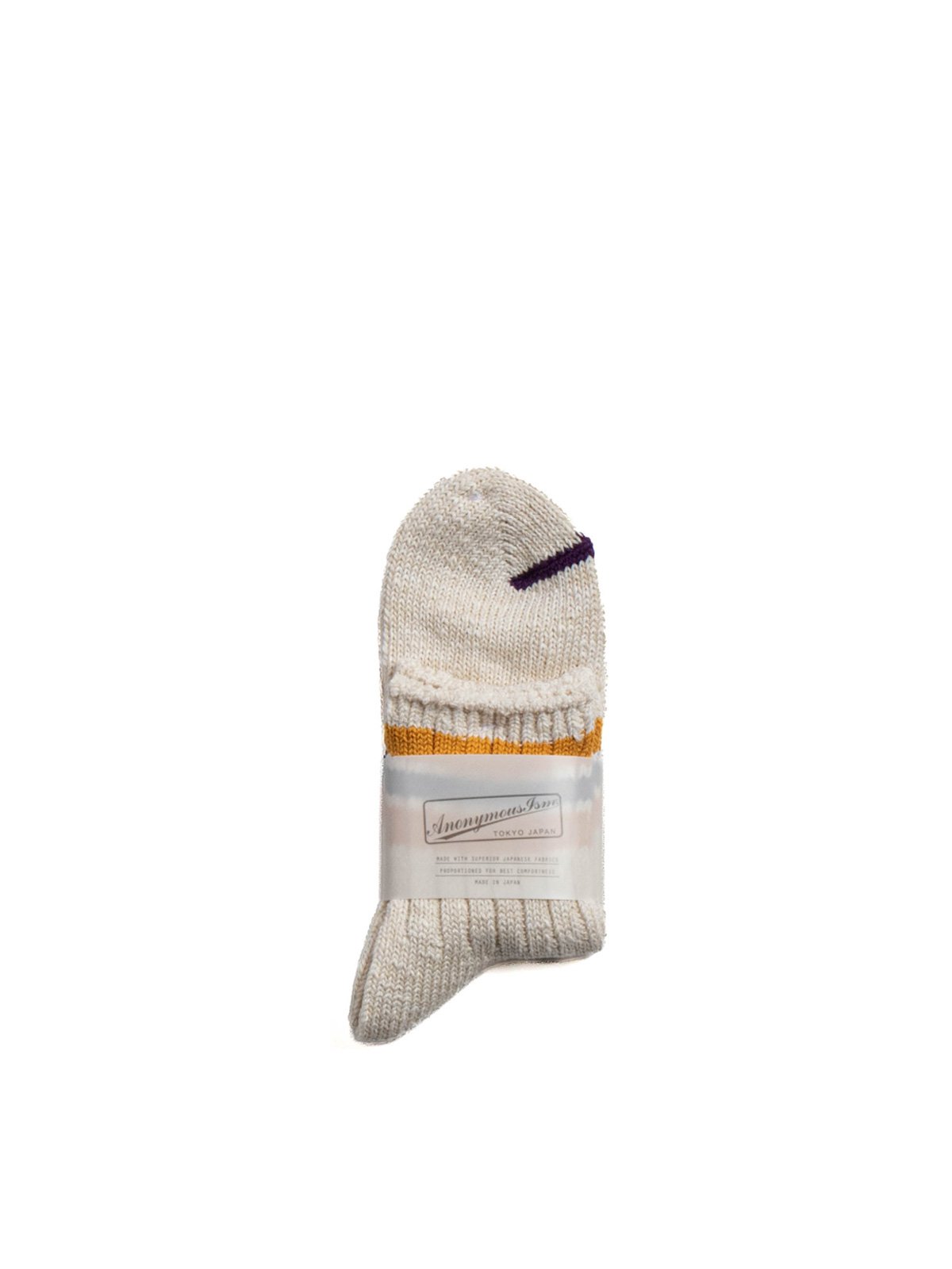 3 LINE SLUB Q SOCK OATMEAL  - Image 1