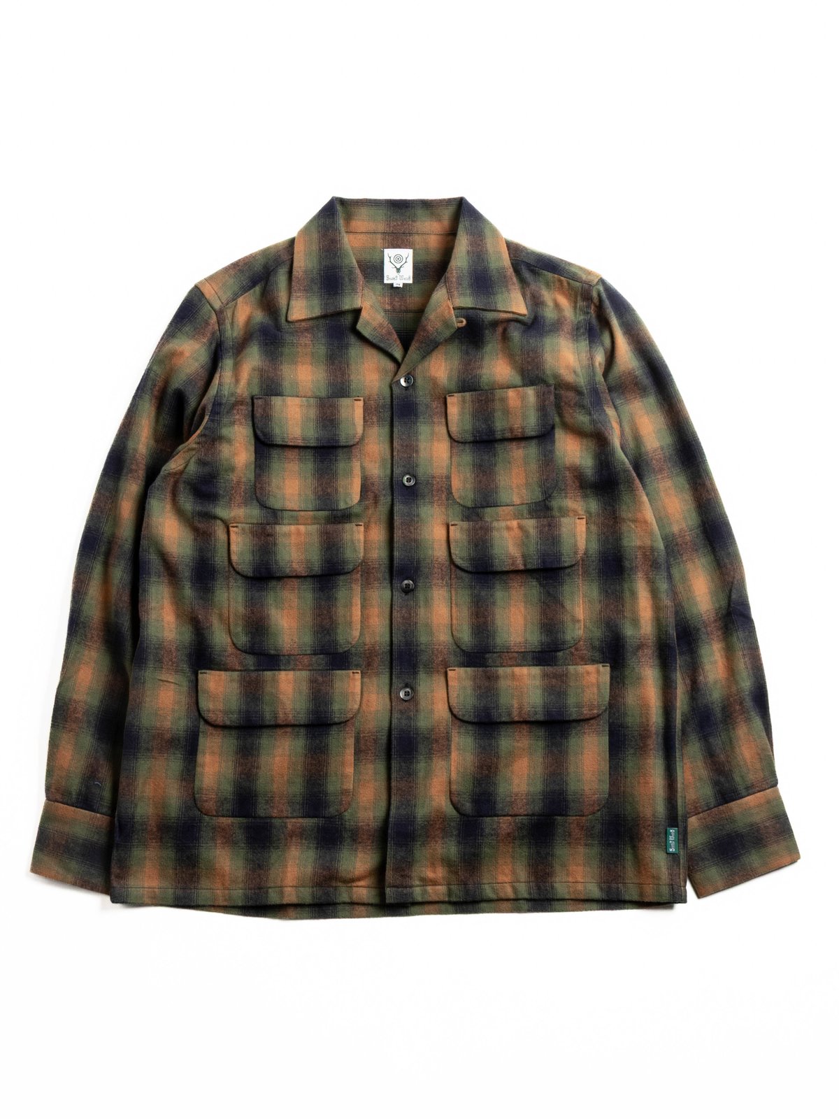 SOUTH2 WEST8 6 POCKET COTTON PLAID GREEN - Image 1