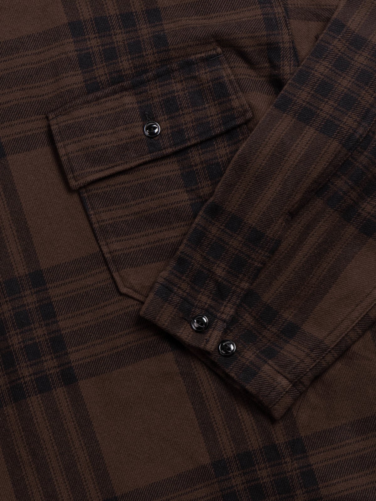 CAGOULE SHIRT BROWN / BLACK COTTON FLANNEL PLAID  - Image 4