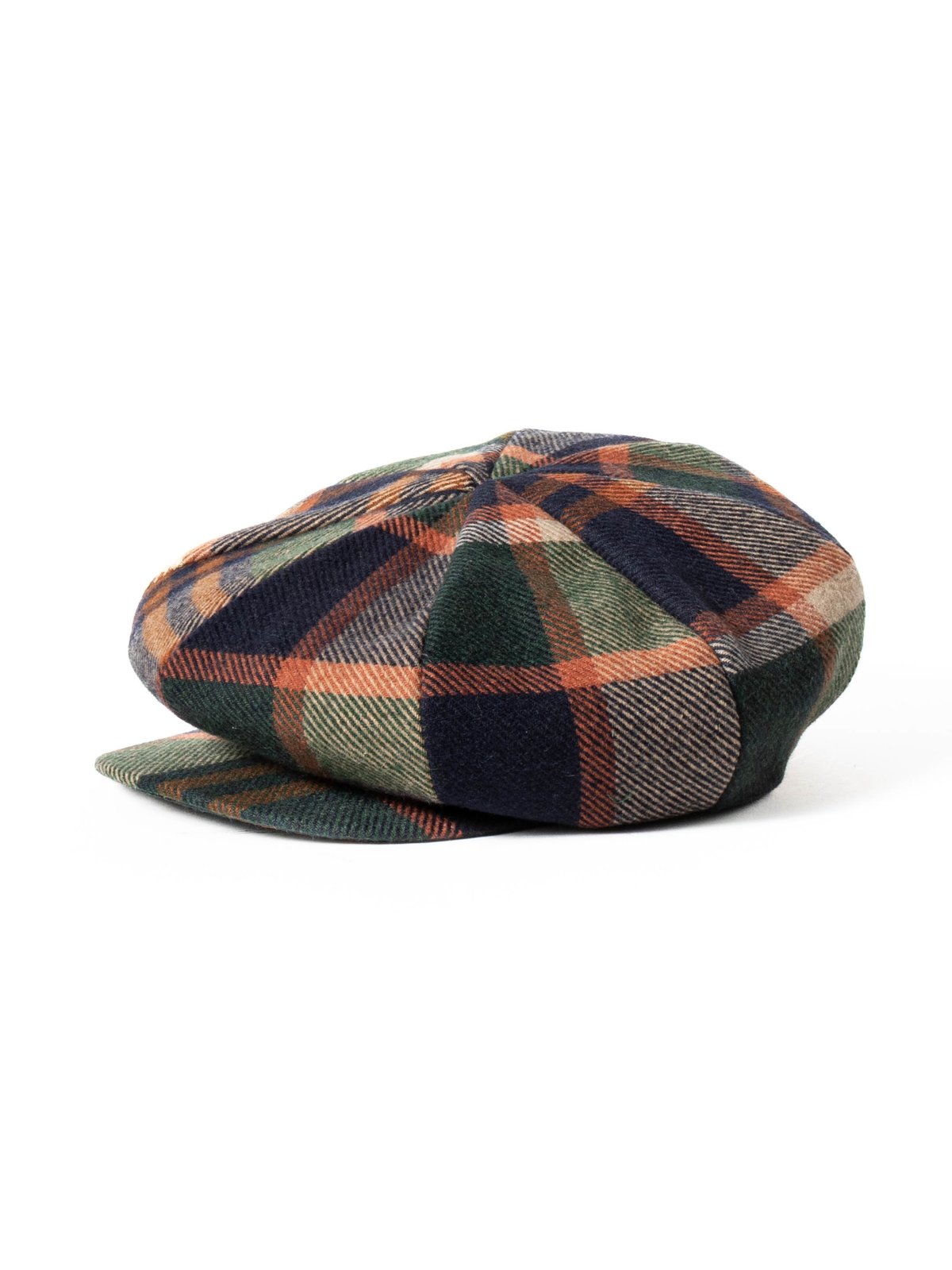 NEWSBOY CAP NAVY/ BROWN HEAVY WOOL PLAID - Image 1