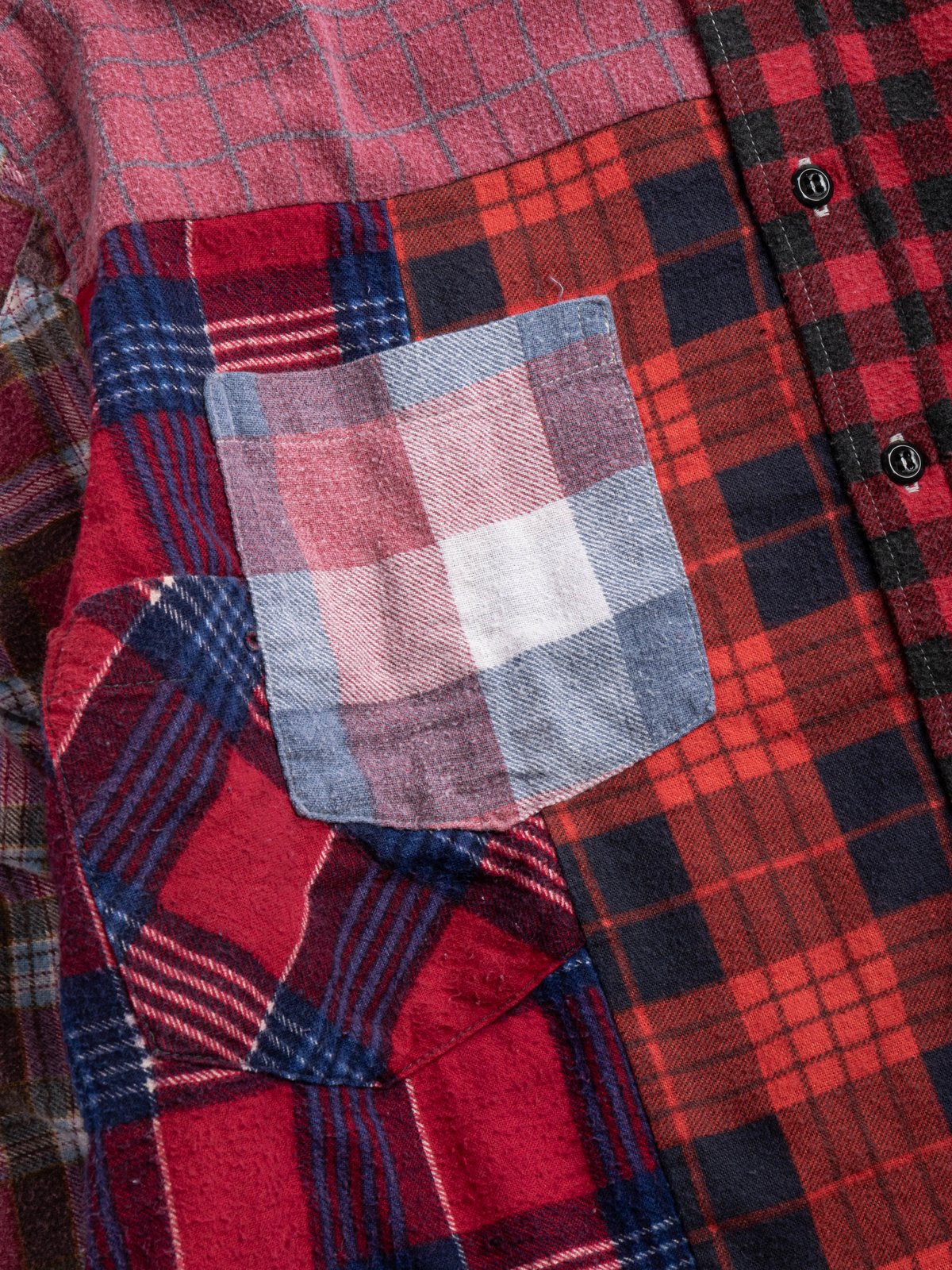 REBUILD BY NEEDLES FLANNEL STRAIGHT HEM SHIRT (B) - Image 3