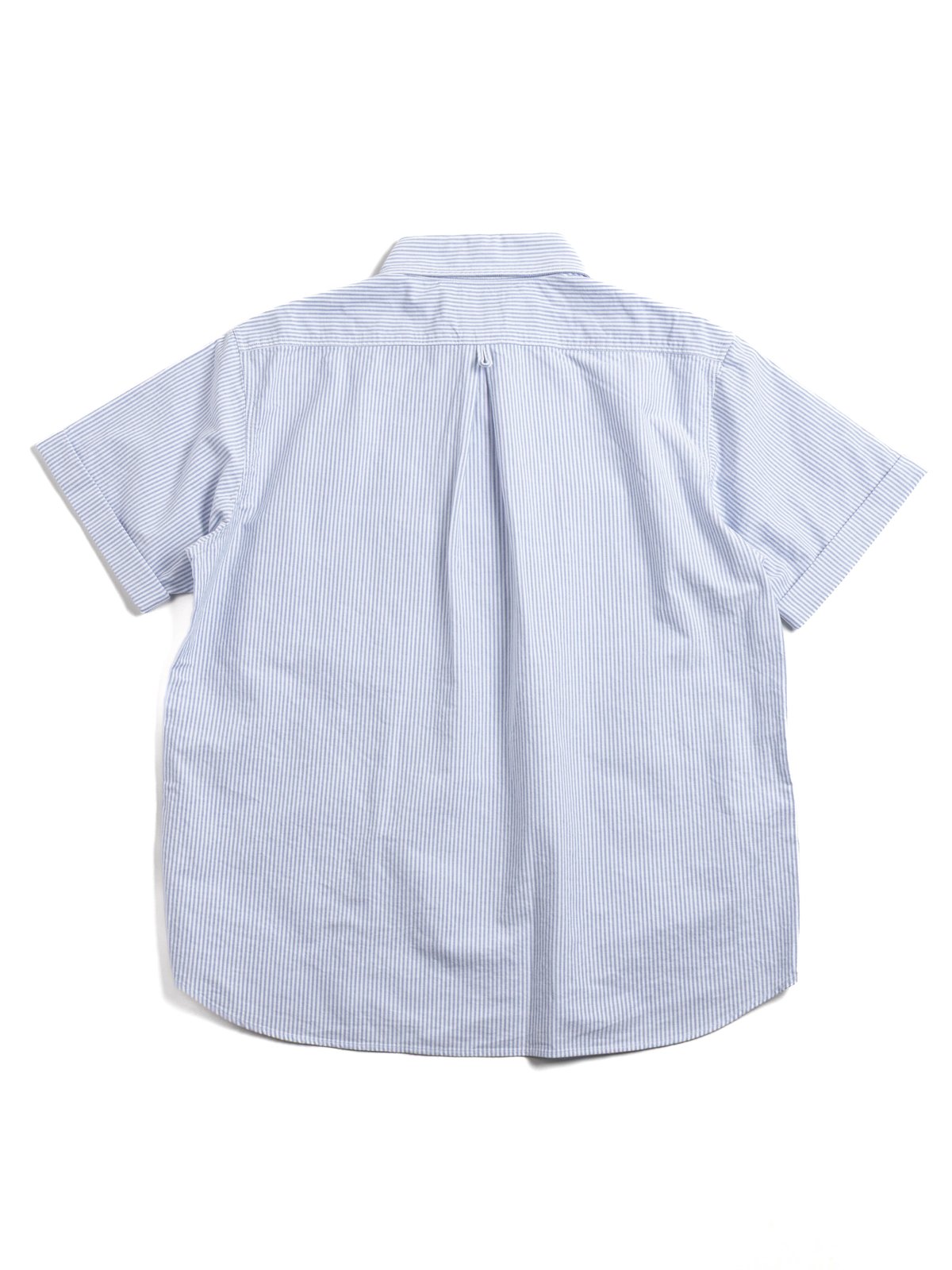 ROUND COLLAR P.O SHIRT S/S OXFORD SAX X WHITE STRIPE - Image 4