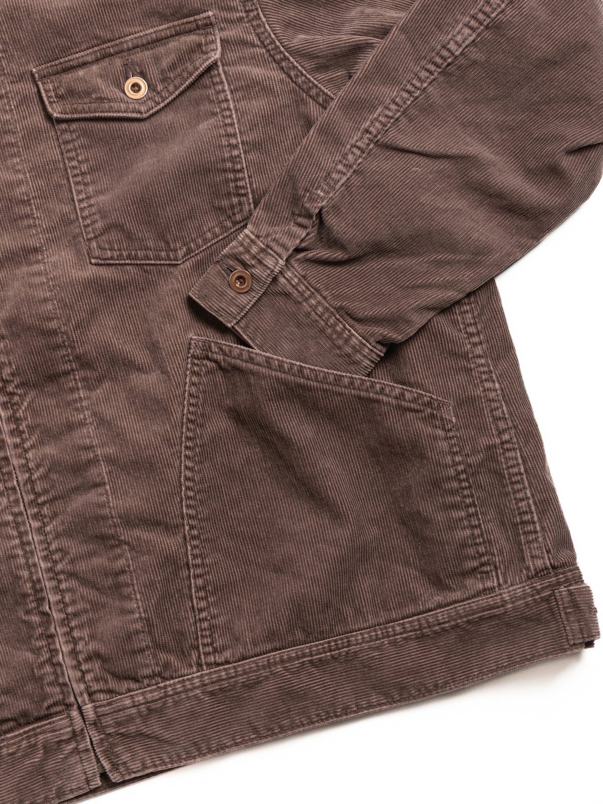 H.UNIT CORDUROY ZIP WORK JACKET (UW) BROWN - Image 3